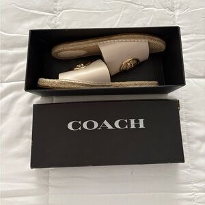 Coach Women's Tan Espadrille Slides